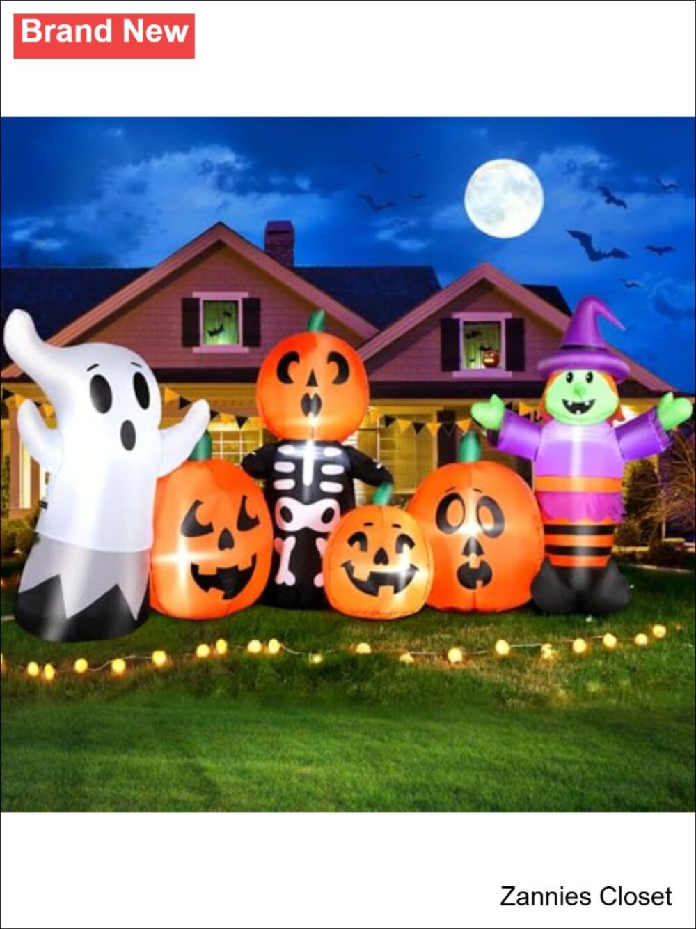 👻 8 ft Halloween Inflatable Pumpkin Witch Ghost Skeleton LED Air Blower Yard